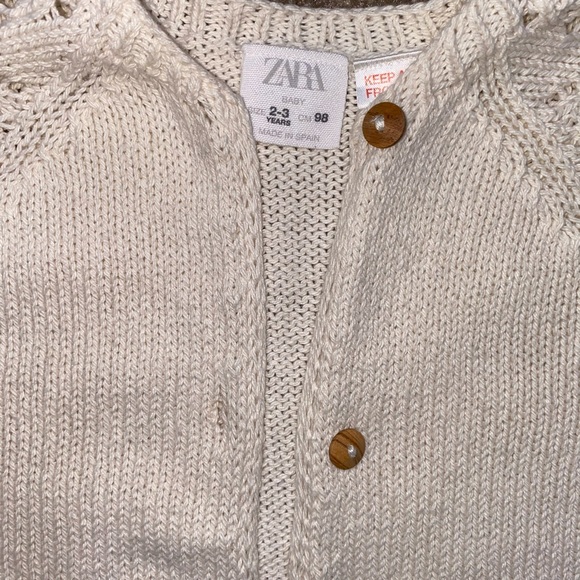 Zara girls knit cardigan sz 2t/3t cream - Picture 4 of 4